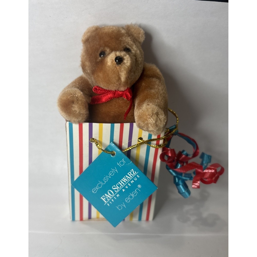 Vintage 1986 Eden Toys Fully Jointed Miniature Teddy Bear 4.5" FAO Schwartz